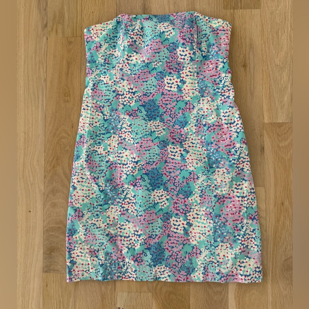Lilly Pulitzer Strapless Floral Dress in Blue and Pink - Picture 1 of 10